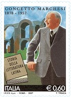 Francobollo italiano da 60 centesimi che ne ricorda la nascita. Appare la sua figura e un libro di storia della letteratura italiana.